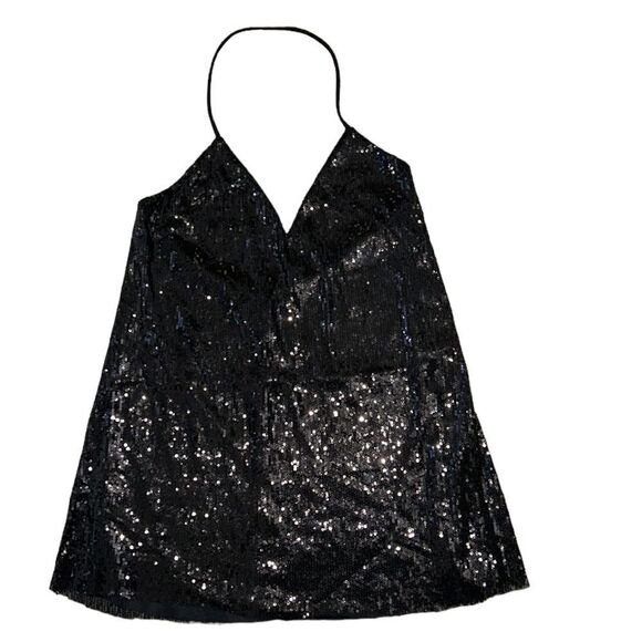 Hugs Black Sequins Halter Back Top/Blouse(Size - Picture 4 of 9